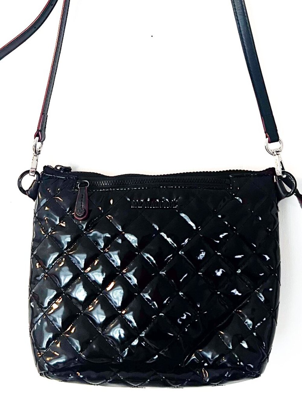 Mz wallace black lacquer crossbody metro scout leather strap - Picture 4 of 14